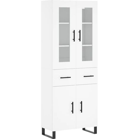 Credenza cassettiera mobile contenitore organizer cucina soggiorno salotto alto 695 x 34 x 180 cm legno ingegnerizzato bianco 020032628