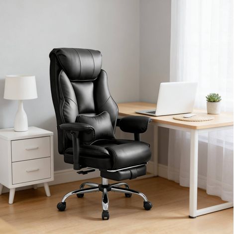Silla de oficina ergonómica reclinable con reposapiés OKMYHOME (1/5)