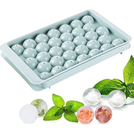 1 bac à glaçons rond bleu, moule à glaçons sphériques pour congélateur, mini bac à glaçons ronds, sphères, thé et café (1/5)