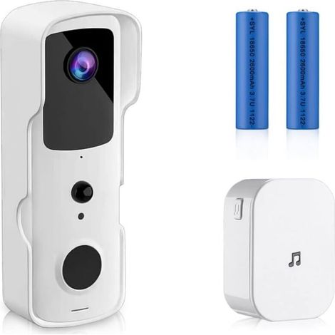 Sonnette caméra sans fil HD 1080P Vision nocturne IP54 Communication bidirectionnelle Installation facile pour maison et appartement