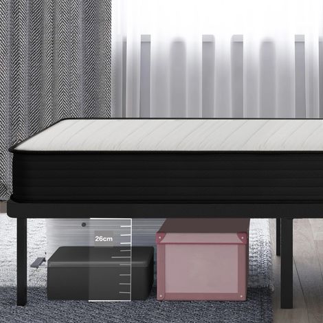 Iztoss – Ensemble sommier et matelas 160x200 cm – Matelas mousse 160x200x26 cm – Sommier à lattes en bois avec pieds – Installation rapide en 30 min