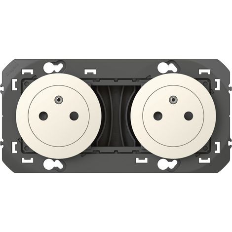 Legrand – Prise de courant 2X2P+T précablée Dooxie blanc – Montage en surface ou encastré – Norme NF – Sécurité enfant – Pour installations électriques
