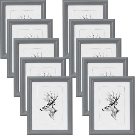 WOLTU 10 pièces Cadre de Photo en Bois, Artos Style Façade en Verre, 20x30cm, Gris BR9428gr-10 (1/5)