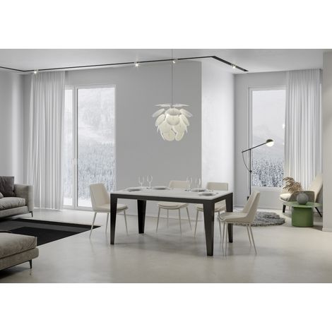 Tavolo allungabile 180/284x90 cm Flame Evolution bianco frassino telaio e gambe antracite (1/4)