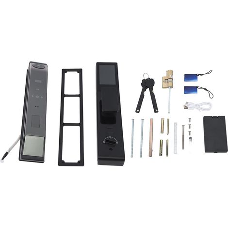 Verrou intelligent à empreinte digitale, reconnaissance faciale, code, carte IC, clé, déverrouillage par APP, avec caméra de viseur de porte pour maison et hôtel (1/5)
