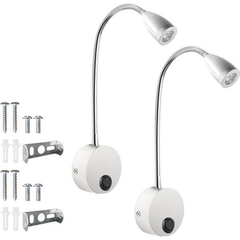 Set di 2 lampade da comodino a LED, lampade da lettura a collo di cigno, 3W, luce calda 3000K (1/5)