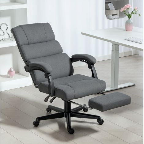 Silla de oficina con ruedas reclinable, altura regulable, reposapiés, gris HAVRYA (1/3)