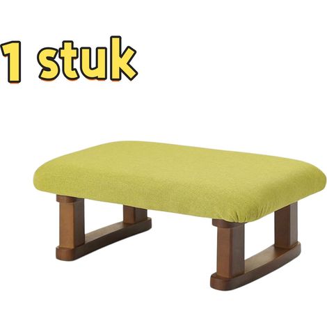 1 marchepied en bois - Marchepied simple - Noyer - Lin et coton - Matcha - Design durable - Usage polyvalent : convient aux bureaux, cuisines, salles de bains, salons et bureaux - 41 x 28 x 17 cm - Ve (1/5)