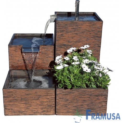 FUENTE DE PIEDRA ARTIFICIAL CASCADA BEZOYA OXIDO CON BOMBA PARA JARDIN