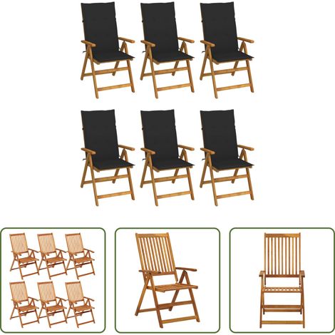 Klappstuhl - Klappbare Gartenstühle 6 Stk. mit Auflagen Massivholz Akazie (1/5)