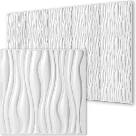 Jiubiaz 3D Wandpaneele 50X50cm Weiß Wellen Design PVC Moderne Wandverkleidung Innen (1/5)