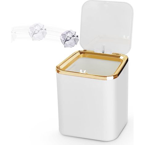 Mini-Mülleimer, Schnappdeckel, ABS, 2 l, Küche, Bad, Büro, Auto - Mini-Mülleimer, Schnappdeckel, ABS, 2 l, Küche, Bad, Büro, Auto (1/5)