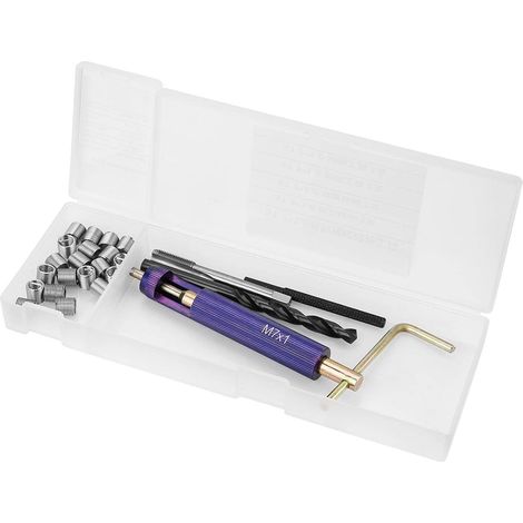 Inserts filetés, ensemble d'outils de réparation d'inserts filetés à vis M7 1.0 Kit d'installation d'inserts de fil en acier inoxydable avec outil d'installation (1/5)