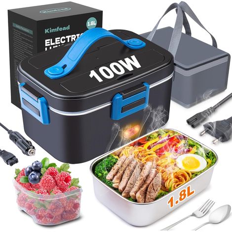 Gamelle Chauffante 100W 1,8L Lunch Box Chauffante 12V/24V/230V  Chauffage Rapide 20-30 Min, Acier Inox 304, Facile à Nettoyer, pour Voiture Bureau Maison (1/5)