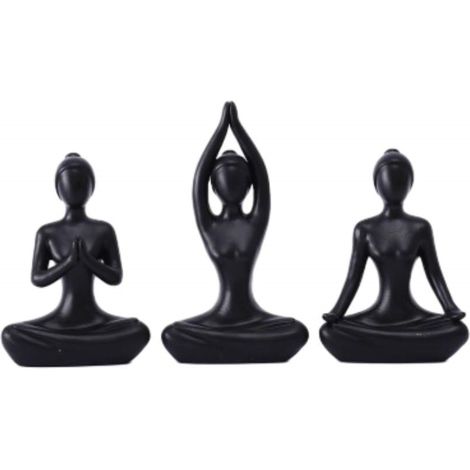 Figurine décorative femme en posture de yoga, coloris noir, décoration moderne pour intérieur (1/3)