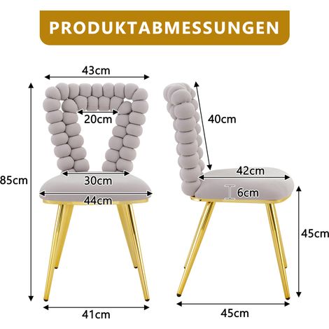 Fauteuils de table en velours gris clair (pack de 2) – Assise rembourrée, dossier découpé en triangle, piètement laiton doré, solides pour cuisine, hall d'entrée et espaces de réception (1/5)