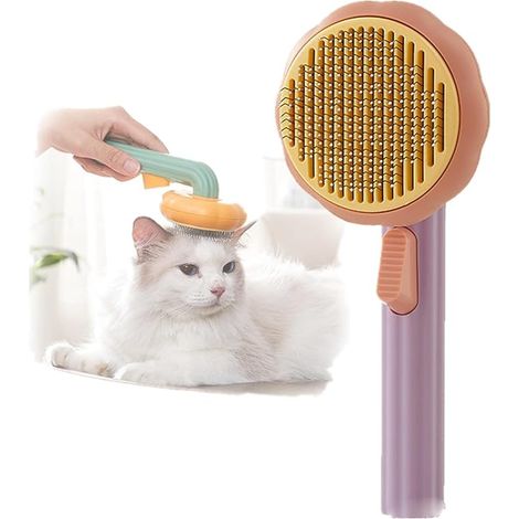 Pumpkin Self-Cleaning Pet Slicker Brush for Dogs, Cats, Puppies & Rabbits - Effortlessly Removes Loose Undercoat, Mats and Tangled Hair - Gentle Grooming Tool for Healthy Coats (1/5)