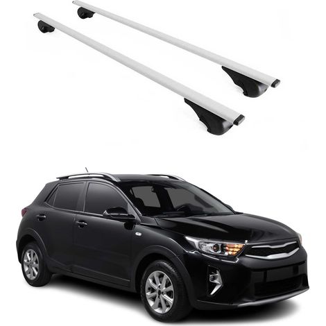 OMAC Barres de toit pour Kia Stonic 2017-2026 – TÜV / DIN 75302:2019 – Antivol inclus – Charge max 75 kg – 2 barres Argent (1/4)