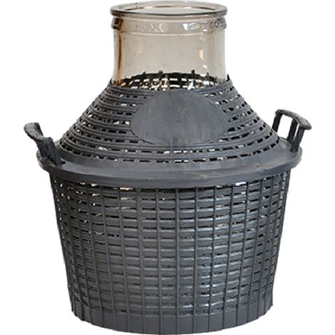 Damigiana vetro bocca larga   bocca 11,5 cm 10 litri con rivestimento manici plastica escluso tappo vino olio aceto (1/2)