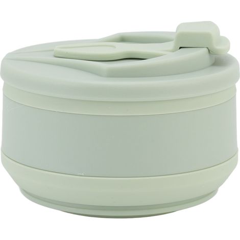 Tasse pliable en silicone 500ml, résistante à la chaleur, idéale pour voyage et extérieur, couleur vert clair, gobelet pliable pour boissons chaudes. (1/5)