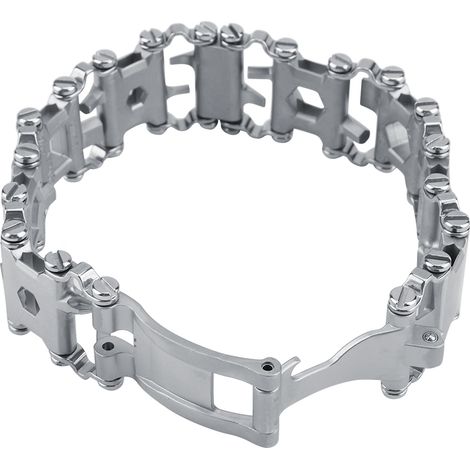 Bracelet multifonctionnel 29 en 1 en acier inoxydable pour outils d'extérieur, bracelet punk portable (blanc) (1/5)