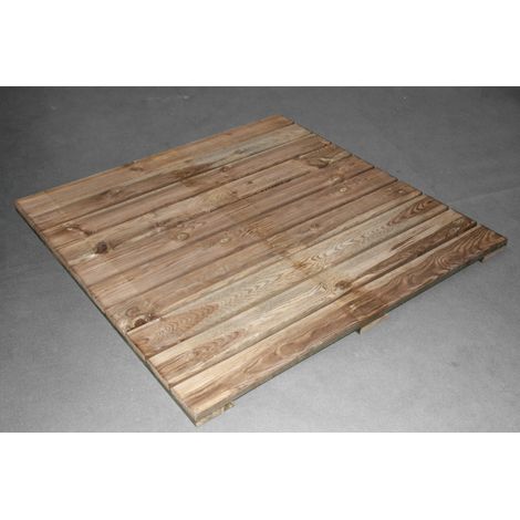 Pavimentazione in legno da esterno 10 pezzi totali 10 mq, mattonelle 100x100 cm spessore 3,8 cm antiscivolo - Esterni da Vivere (1/2)
