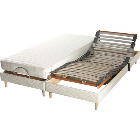 Lot de sommiers avec réglage fermeté au niveau lombaire 2x70 x 190 (1/2)