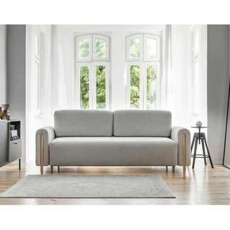 Glendale - 3-sitzer einzelsofa - schlaffunktion und bettkasten - aus bouclé-stoff - grau