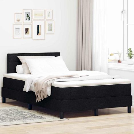 Boxspringbett mit Kopfteil Schwarz 120 x 190 cm Stoff