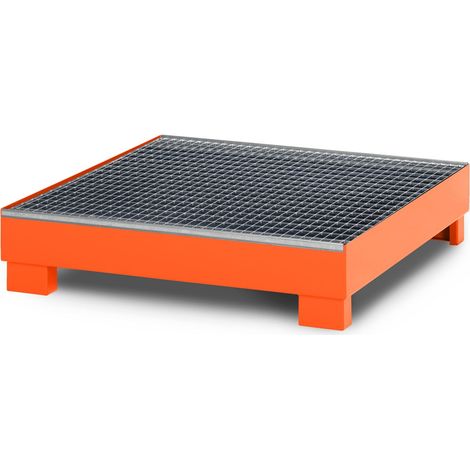 RR Industrietechnik Auffangwanne aus Stahl für 4x 200 Liter Fass mit Gitterrost RAL 2004 reinorange