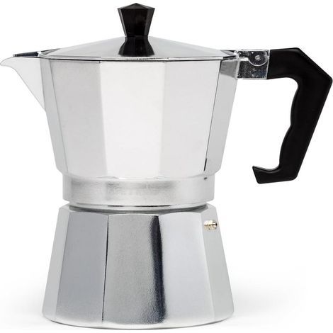Klassisk mokabryggare, lämplig för att brygga italienskt och kubanskt kaffe, grekisk kaffekanna, 6-kopps kapacitet, silver. (1/5)