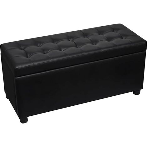 vidaXL Sgabello con Contenitore in Pelle Artificiale Nero (1/4)