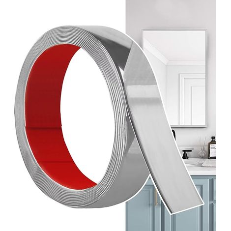 Moulure Décorative Autoadhésive Argent Mat 6M x 3cm Peler et Coller Bandes Murales PVC Flexibles Mur Miroir Plafond Sol Armoire Carrelage Bords Moulures DIY (1/5)