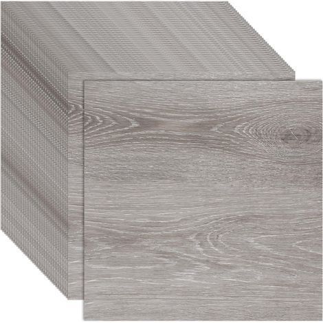 Lot de 40 Dalles Sol Autocollantes PVC 30x30 cm Aspect Bois Gris Étanche Pour Cuisine Salle De Bain Rénovation (1/5)