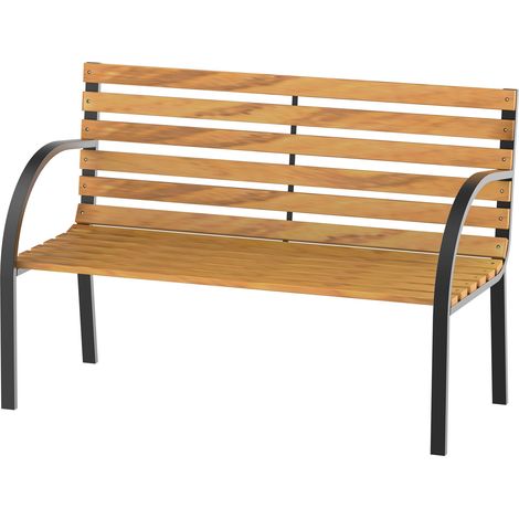 Panca da Giardino 2 Posti 122x60x80 cm in Legno e Acciaio Nero