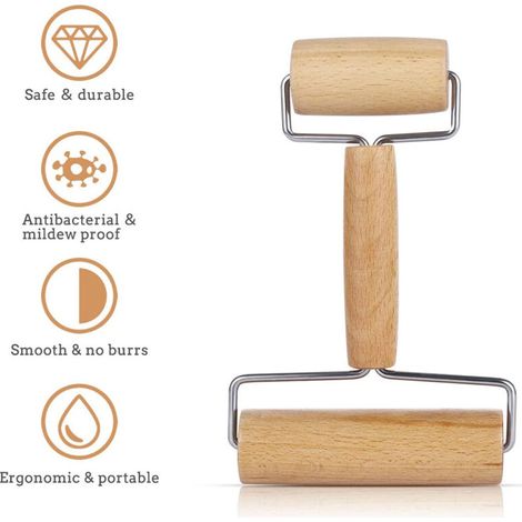 Mattarello in legno, per impasti, pizza o biscotti, utensile da cucina (1/3)