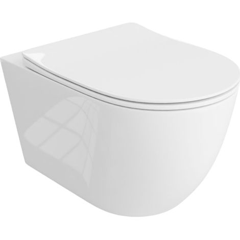 LAVITA Sinto Grande WC suspendu  L'abattant de WC à chute lente  WC suspendu sans bord  WC  365x555x375 cm  blanc brillant