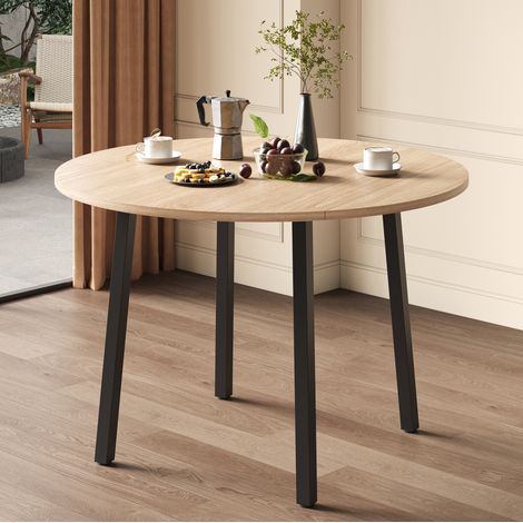 mesa comedor plegable redonda MDF roble 100 cm OKMYHOME (1/5)
