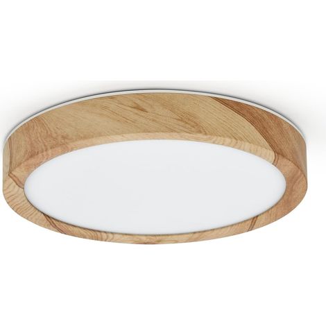 Plafonnier Led 12W Grain de Bois, Petit Rond Plat Nordique Luminaire pour Cuisine, Chambre, Salon, Salle de Bain Éclairage de Plafond (12W) (1/5)