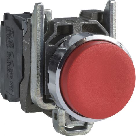 Bouton-poussoir SCHNEIDER RED 1NC PUSH BACK avec contact normalement fermé et conception ergonomique. (1/4)