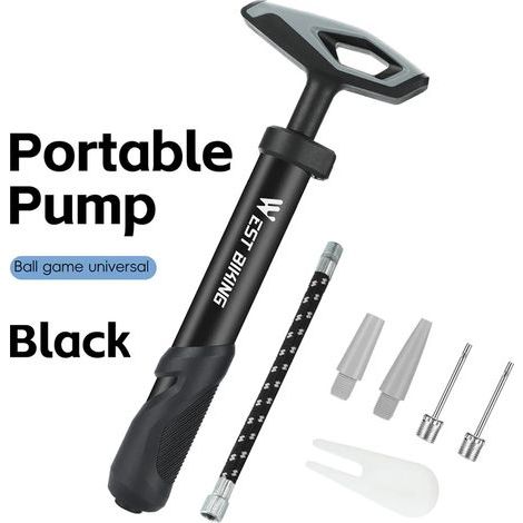Pompa portatile con pressione massima di 40 psi per gonfiare palloni da basket, da calcio e da nuoto, completa di ago e impugnatura ergonomica. (1/5)
