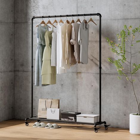 Tringle à vêtements industrielle avec étagère au sol, charge lourde, charge maximale 100 kg, tringle à vêtements, armoire de randonnée pour chambre à coucher, bureau, magasin (1/5)