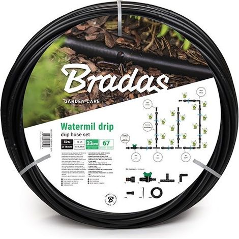 Bradas DSWWM50-SET1, Set de Riego por Goteo, Manguera de 50 metros, Medidor de Flujo, Ideal para Jardines y Huertos, Riego Eficiente y Controlado. (1/2)
