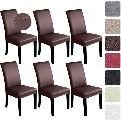 Stuhlhussen 6er Set Kunstleder wasserdicht für Schwingstühle, elastisch, waschbar (1/5)