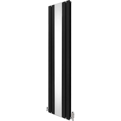 Flat Mirror Radiator & Valves - 1800mm x 425mm - Black