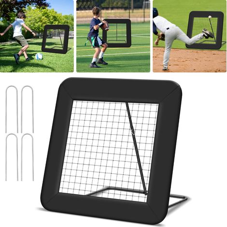 Jiubiaz Set da 2 reti rimbalzanti regolabili per allenamento di calcio, 1 m, angolo 40-110°, telaio stabile, molle in acciaio e rete in PE per giardino e campo