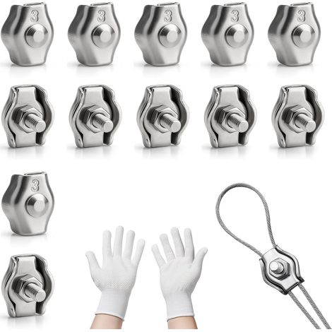 M3 304 Stainless Steel Cable Ties for 3mm Steel Cable Ties with Glove, Clothesline Tensioner, Awning, Garden Buildings, Ceiling Mounting, Pack of 12 (1/5)
