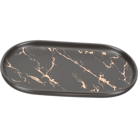 Plateau à Bijoux Créatif en Céramique Motif Marbre, Plateau de Salle de Bain Élégant, Facile à Nettoyer, Rangement et Présentation sur Comptoir de Toilette'-'-