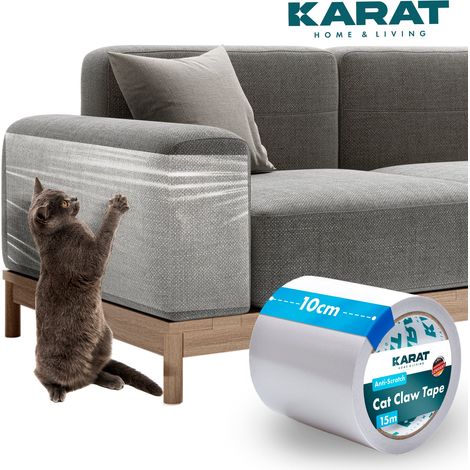 Katzen Kratzschutz Selbstklebende Kratzfolie Transparent 15 m x 10 cm (1/4)