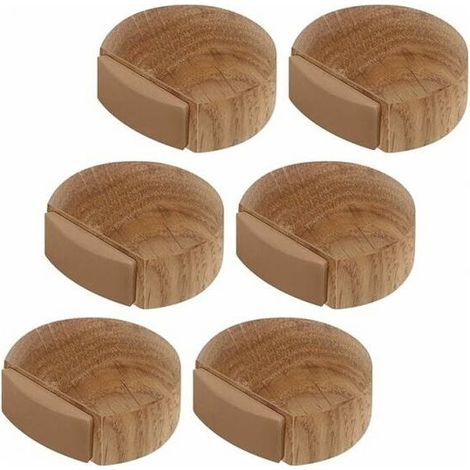 6 Pieces Door Stops - Adhesive Wooden Door Stop for Floor and Parquet - Adhesive Door Stop - Door Stopper (Natural Oak) (1/5)